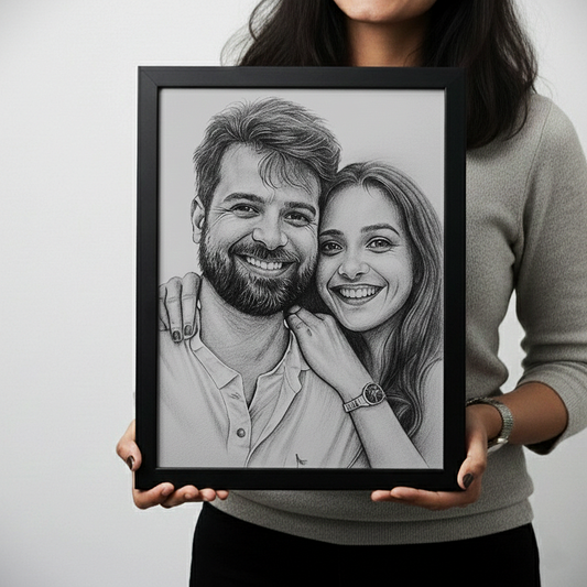 Realistic Handmade B&W Sketch  Portrait